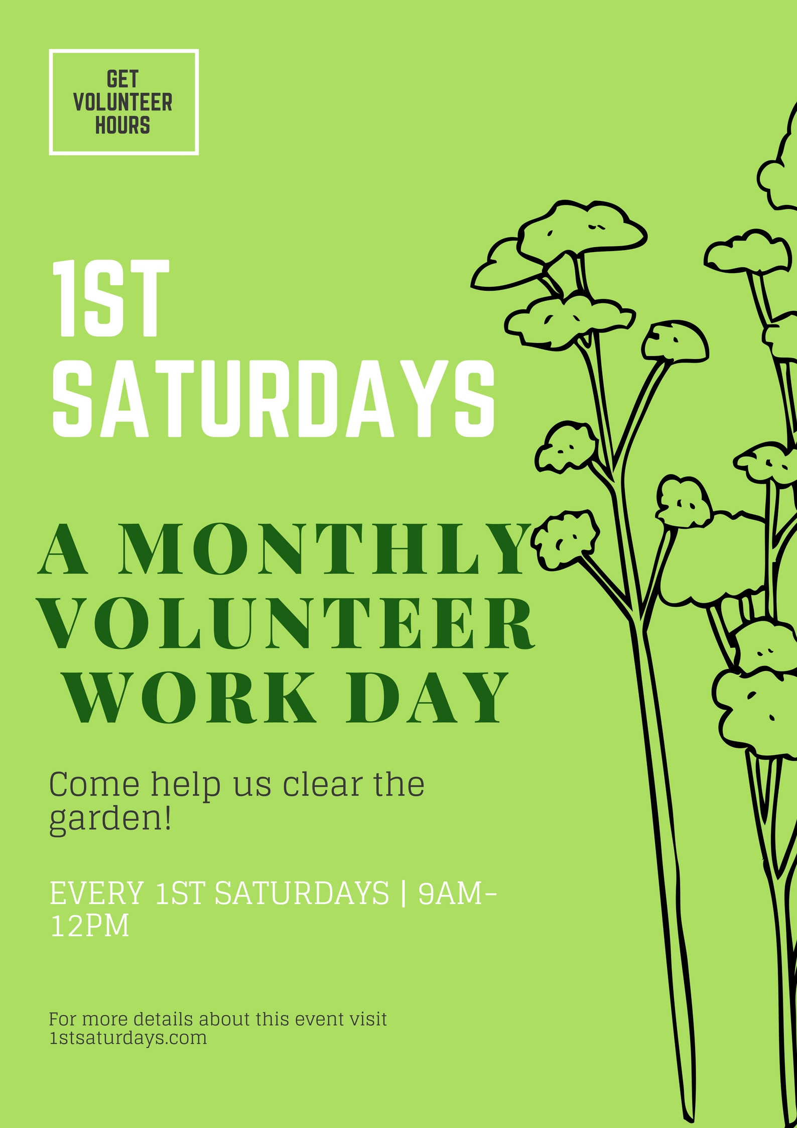 Save the 1st Saturdays of each month to volunteer at your school